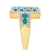 Inel din Argint 925 Placat cu Aur ( 4.55 grame ) cu Opal Albastru Etiopian Paraiba și Topaz Alb 1.38 Carate