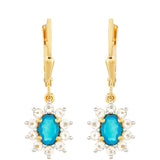 Cercei din Argint 925 Placat cu Aur ( 2.22 grame ) cu Opal Albastru Etiopian Paraiba și Topaz Alb 1.45 Carate