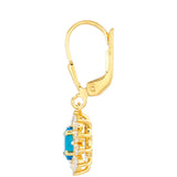 Cercei din Argint 925 Placat cu Aur ( 2.22 grame ) cu Opal Albastru Etiopian Paraiba și Topaz Alb 1.45 Carate