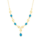 Colier din Argint 925 Placat cu Aur ( 6.46 grame ) cu Opal Albastru Etiopian Paraiba și Topaz Alb 1.8 Carate