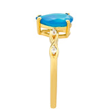 Inel din Argint 925 Placat cu Aur ( 1.86 grame ) cu Opal Albastru Etiopian Paraiba și Topaz Alb 0.82 Carate