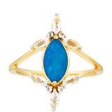 Inel din Argint 925 Placat cu Aur ( 2.32 grame ) cu Opal Albastru Etiopian Paraiba și Topaz Alb 1.24 Carate