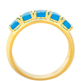 Inel din Argint 925 Placat cu Aur ( 3 grame ) cu Opal Albastru Etiopian Paraiba 0.87 Carate