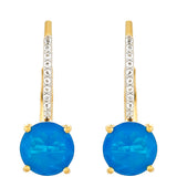 Cercei din Argint 925 Placat cu Aur ( 1.44 grame ) cu Opal Albastru Etiopian Paraiba și Topaz Alb 1.35 Carate