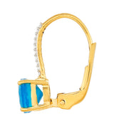 Cercei din Argint 925 Placat cu Aur ( 1.44 grame ) cu Opal Albastru Etiopian Paraiba și Topaz Alb 1.35 Carate