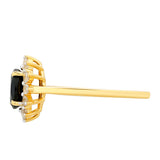 Inel din Argint 925 Placat cu Aur ( 1.52 grame ) cu Turmalină Neagră și Topaz Alb 1.14 Carate