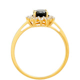 Inel din Argint 925 Placat cu Aur ( 1.52 grame ) cu Turmalină Neagră și Topaz Alb 1.14 Carate