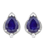 Cercei din Argint 925 ( 2.12 grame ) cu Safir Thailandez și Topaz Alb 4.76 Carate