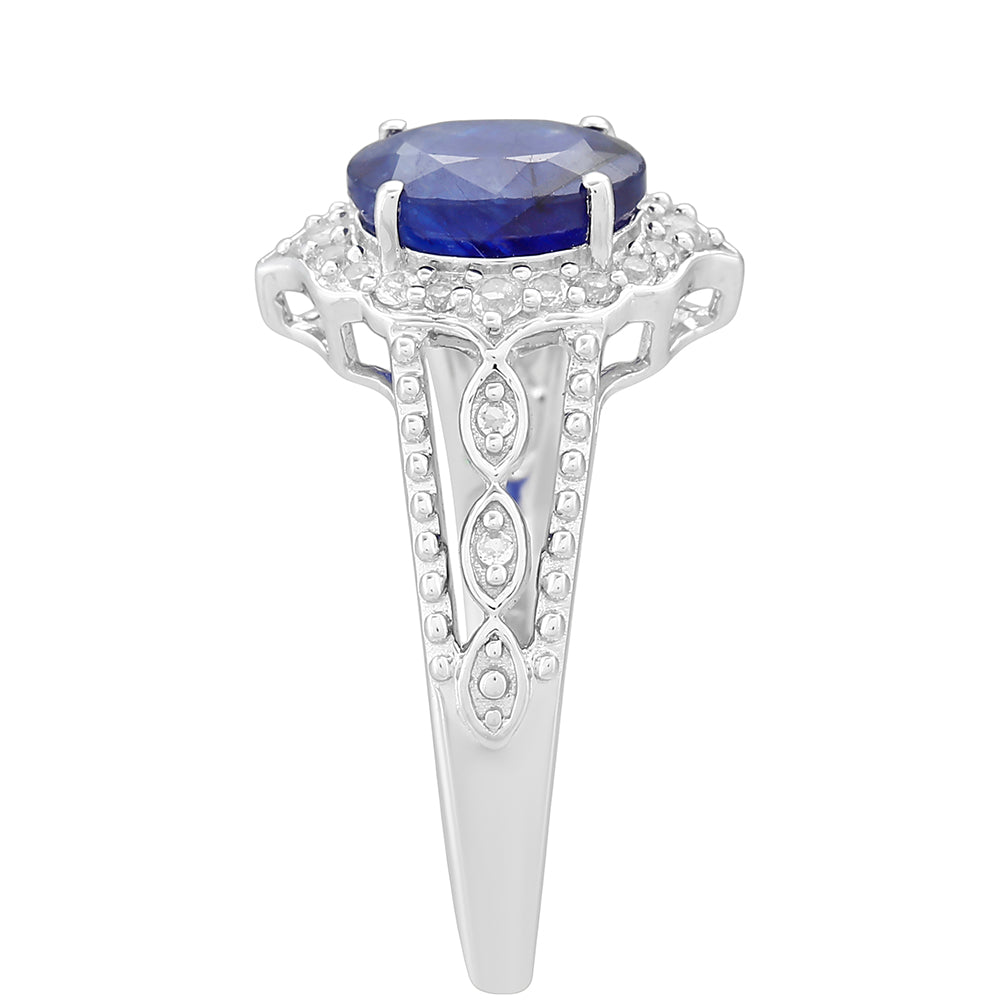 Inel din Argint 925 ( 2.4 grame ) cu Safir Thailandez și Topaz Alb 2.09 Carate