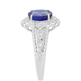 Inel din Argint 925 ( 2.4 grame ) cu Safir Thailandez și Topaz Alb 2.09 Carate