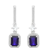 Cercei din Argint 925 ( 2.93 grame ) cu Safir Thailandez și Topaz Alb 3.34 Carate