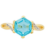 Inel din Argint 925 Placat cu Aur ( 2.14 grame ) cu Cuarț Paraiba și Topaz Alb 1.91 Carate
