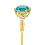 Inel din Argint 925 Placat cu Aur ( 2.14 grame ) cu Cuarț Paraiba și Topaz Alb 1.91 Carate