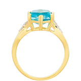 Inel din Argint 925 Placat cu Aur ( 2.14 grame ) cu Cuarț Paraiba și Topaz Alb 1.91 Carate