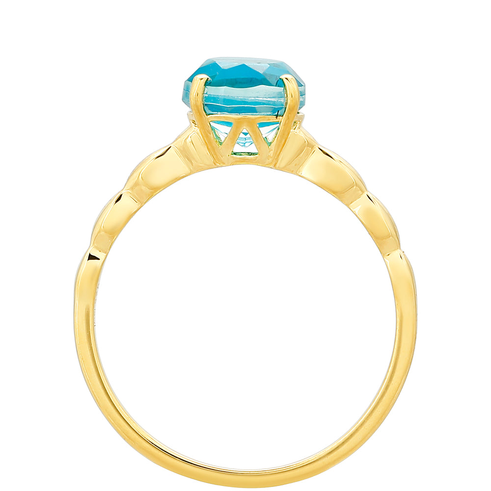 Inel din Argint 925 Placat cu Aur ( 1.58 grame ) cu Cuarț Paraiba 1.52 Carate
