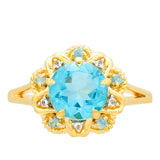Inel din Argint 925 Placat cu Aur ( 2.69 grame ) cu Cuarț Paraiba și Topaz Albastru 2.27 Carate