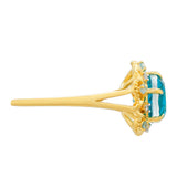 Inel din Argint 925 Placat cu Aur ( 2.69 grame ) cu Cuarț Paraiba și Topaz Albastru 2.27 Carate
