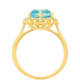 Inel din Argint 925 Placat cu Aur ( 2.69 grame ) cu Cuarț Paraiba și Topaz Albastru 2.27 Carate