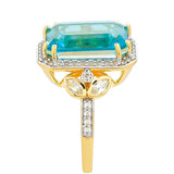 Inel din Argint 925 Placat cu Aur ( 3.78 grame ) cu Cuarț Paraiba și Topaz Alb 8.3 Carate