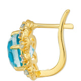 Cercei din Argint 925 Placat cu Aur ( 2.9 grame ) cu Cuarț Paraiba și Topaz Albastru 4.5 Carate
