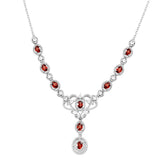Colier din Argint 925 ( 6.86 grame ) cu Granat și Topaz Alb 2.48 Carate