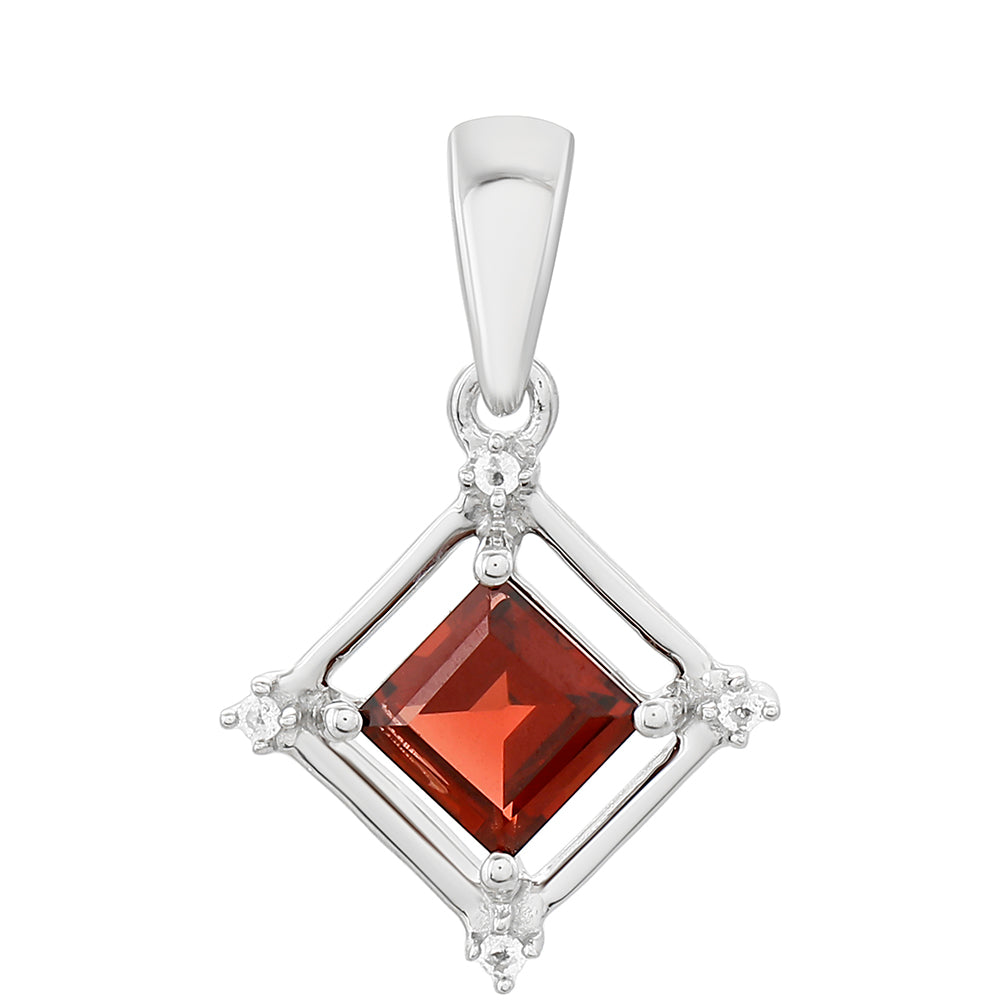 Pandantiv din Argint 925 ( 1.63 grame ) cu Granat și Topaz Alb 1.39 Carate