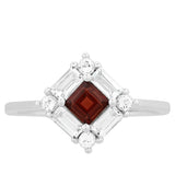 Inel din Argint 925 ( 1.9 grame ) cu Granat și Topaz Alb 1.18 Carate