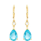 Cercei din Argint 925 Placat cu Aur ( 2.94 grame ) cu Cuarț Paraiba și Topaz Alb 6.6 Carate