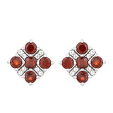Cercei din Argint 925 ( 1.8 grame ) cu Granat și Topaz Alb 1.26 Carate