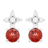 Cercei din Argint 925 ( 1.84 grame ) cu Granat și Topaz Alb 2.51 Carate