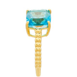 Inel din Argint 925 Placat cu Aur ( 2.54 grame ) cu Cuarț Paraiba 3.46 Carate
