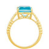 Inel din Argint 925 Placat cu Aur ( 2.54 grame ) cu Cuarț Paraiba 3.46 Carate