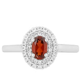 Inel din Argint 925 ( 2.05 grame ) cu Granat și Topaz Alb 0.8 Carate