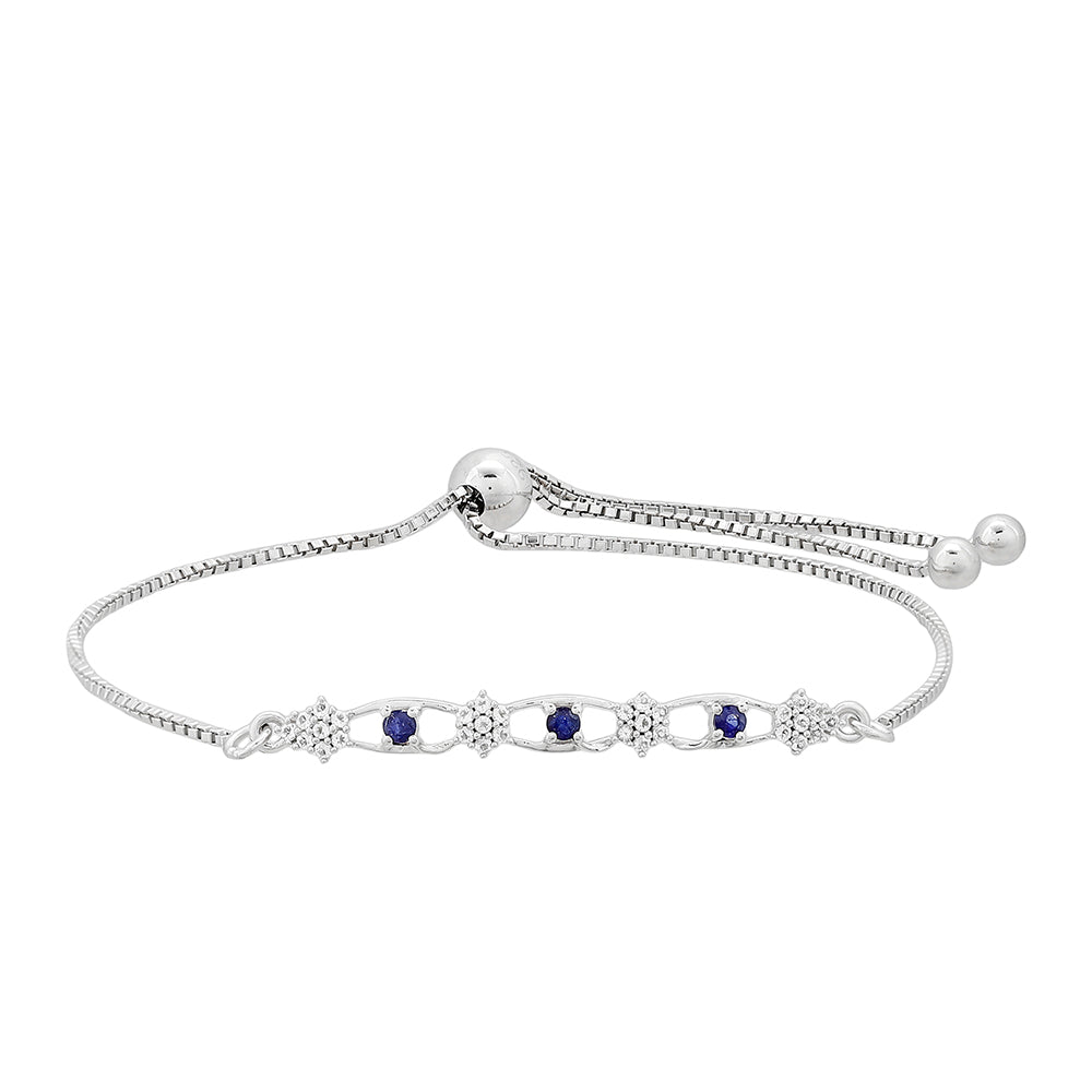 Brățară din Argint 925 ( 3.08 grame ) cu Safir Thailandez și Topaz Alb 0.4 Carate