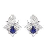 Cercei din Argint 925 ( 4.81 grame ) cu Safir Thailandez și Topaz Alb 2.56 Carate