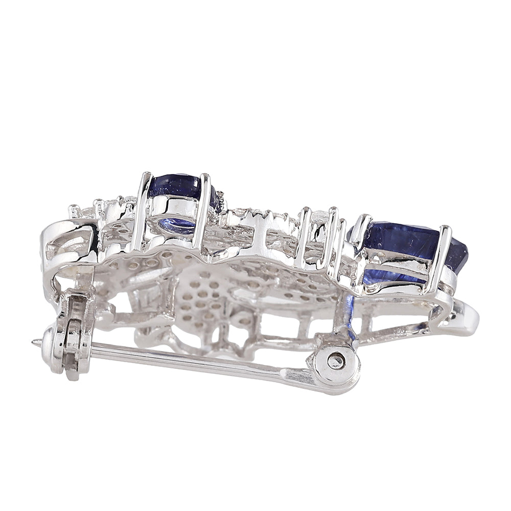 Broşă din Argint 925 ( 2.78 grame ) cu Safir Thailandez și Topaz Alb 2.28 Carate