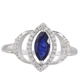 Inel din Argint 925 ( 1.82 grame ) cu Safir Thailandez și Topaz Alb 0.95 Carate