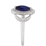 Inel din Argint 925 ( 1.82 grame ) cu Safir Thailandez și Topaz Alb 0.95 Carate