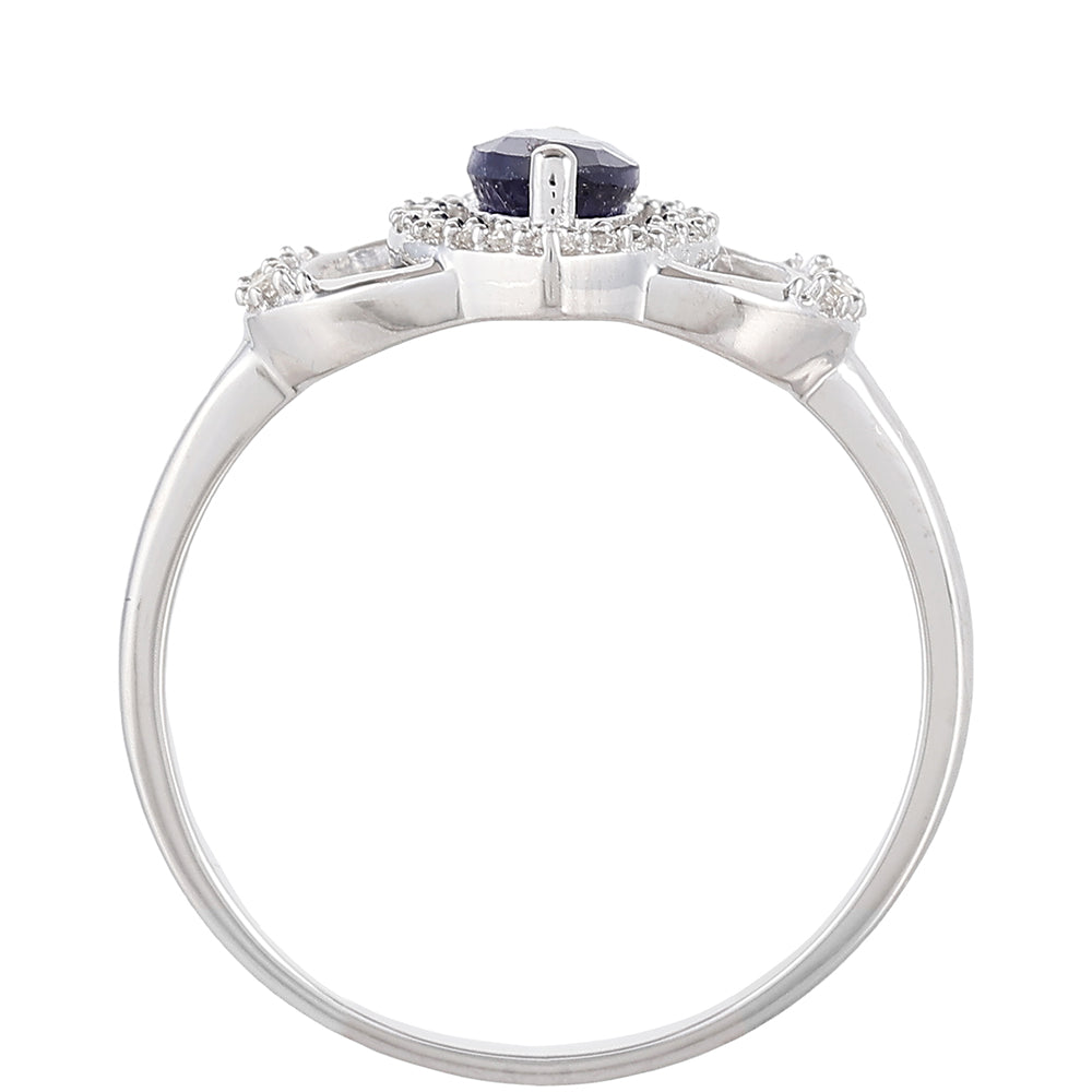 Inel din Argint 925 ( 1.82 grame ) cu Safir Thailandez și Topaz Alb 0.95 Carate