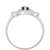 Inel din Argint 925 ( 1.82 grame ) cu Safir Thailandez și Topaz Alb 0.95 Carate