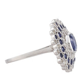 Inel din Argint 925 ( 3.59 grame ) cu Safir Thailandez și Topaz Alb 2.82 Carate