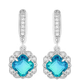 Cercei din Argint 925 ( 4.77 grame ) cu Cuarț Păun și Topaz Alb 5.66 Carate