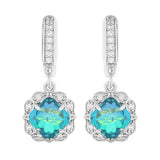 Cercei din Argint 925 ( 4.77 grame ) cu Cuarț Păun și Topaz Alb 5.66 Carate