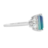 Inel din Argint 925 ( 2.27 grame ) cu Cuarț Păun și Topaz Alb 3.81 Carate