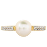 Inel din Argint 925 Placat cu Aur ( 1.9 grame ) cu Perlă de Cultură și Topaz Alb 2.49 Carate