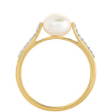 Inel din Argint 925 Placat cu Aur ( 1.9 grame ) cu Perlă de Cultură și Topaz Alb 2.49 Carate