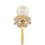 Inel din Argint 925 Placat cu Aur ( 4.07 grame ) cu Perlă de Cultură și Topaz Alb 6.87 Carate