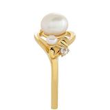 Inel din Argint 925 Placat cu Aur ( 2.71 grame ) cu Perlă de Cultură și Topaz Alb 2.3 Carate