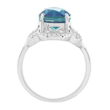 Inel din Argint 925 ( 3.65 grame ) cu Cuarț Păun și Topaz Alb 4.19 Carate
