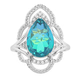 Inel din Argint 925 ( 3.65 grame ) cu Cuarț Păun și Topaz Alb 4.19 Carate